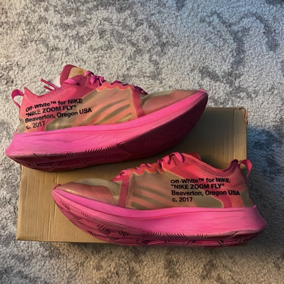 Size 9 - Nike Zoom Fly SP x OFF-WHITE Tulip Pink 2018 - Picture 2 of 7